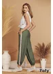 Pantalon de vara din vascoza kaki cu buzunare si dungi laterale