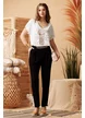 Pantalon  Fofy dama negru cu lanta auriu in talie