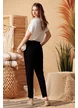 Pantalon  Fofy dama negru cu lanta auriu in talie