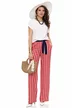 Pantaloni dama premium din satin, rosii cu dungi albe