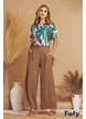 Pantaloni de vara din in bej premium supersoft cu betelie lata pense si buzunare laterale