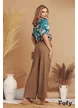 Pantaloni de vara din in bej premium supersoft cu betelie lata pense si buzunare laterale