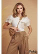Pantaloni de vara din in bej premium supersoft cu betelie lata pense si buzunare laterale
