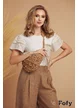 Pantaloni de vara din in bej premium supersoft cu betelie lata pense si buzunare laterale