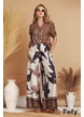 Pantaloni de vara din saten supersoft imprimeu boho cu bordura stilizata
