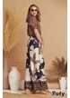 Pantaloni de vara din saten supersoft imprimeu boho cu bordura stilizata