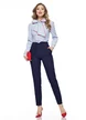 Pantaloni Fofy bleumarin conici cu talie inalta 