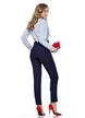 Pantaloni Fofy bleumarin conici cu talie inalta 