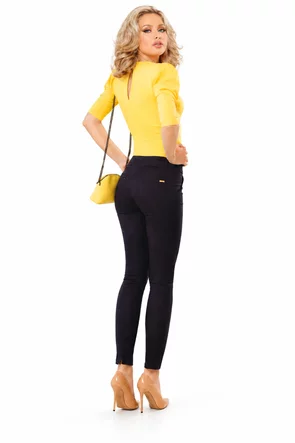 Pantaloni Fofy bleumarin cu talie joasa inchidere capsa metalica