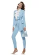 Pantaloni Fofy dama baby blue cu talie inalta si croi conic