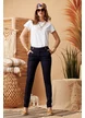 Pantaloni Fofy dama bleumarin premium cu talie medie si nasturi cu aurii navy