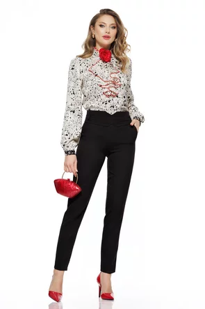 Pantaloni Fofy negri conici cu talie inalta 