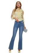 Bluza dama eleganta galbena din dantela premium cu jabou si maiou picture - 2