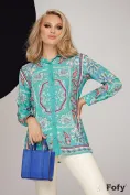 Bluza dama moderna cu croi lejer si imprimeu fond verde picture - 1