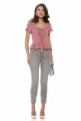 Bluza eleganta din tricot premium roz cu volane delicate picture - 2