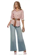 Camasa dama eleganta din bumbac cristal rose cu buline picture - 3