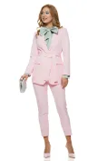 Camasa dama eleganta vernil pistachio butterfly din bumbac usor elastic cu esarfa innodata picture - 3