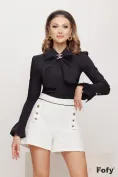 Camasa dama Fofy neagra premium cu esarfa innodata volane royale  la maneca picture - 5