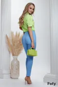 Camasa dama lime cu aplicatii sofisticate de perle si cristale multicolore picture - 4