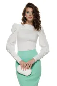Camasa Fofy  ecru cu mansete late si nasturi cu strass picture - 1