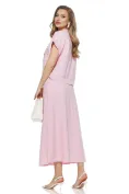 Compleu dama din bumbac premium roz fusta si bluza picture - 2