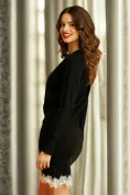 Compleu dama elegant negru premium fusta  si jacheta cu insertii de dantela si nasturi perla picture - 3