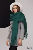 Fular verde premium pufos din vascoza cu franjuri picture - 1