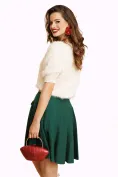 Fusta mini eleganta plisata verde cu nasturi metalici pe buzunare picture - 3
