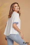 Ie dama de vara din rayon premium cu broderie bleumarin si ciucuri picture - 3