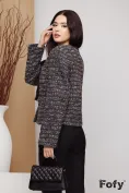 Jacheta dama gri inchis matlasata din stofa premium cu lana fir de lurex si buzunare picture - 2