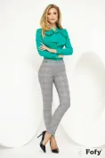 Pantalon Fofy in carouri cu inserție turquoise in talie picture - 1