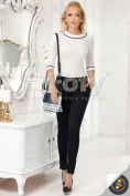 Pantaloni Fofy pană bleumarin cu dungă picture - 2