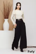 Pulover dama elegant crem intors pe umeri cu mansete late picture - 3