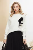 Pulover dama premium alb cu trandafiri negri picture - 1