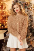 Pulover dama premium din blanita supersoft bej cu nasturi din cristale picture - 1