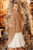 Pulover dama premium din blanita supersoft bej cu nasturi din cristale picture - 3