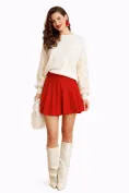 Pulover dama premium festiv crem cu maneci din dantela si paiete picture - 2