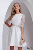 Rochie de cununie Fofy cu maneci de dantela si cordon cu aplicatii aurii picture - 1