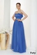Rochie de ocazie de LUX din albastru royal din tul bust buretat si transparenta in zona taliei picture - 2