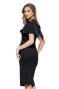 Rochie de ocazie eleganta neagra din neopren cu design inedit si aplicatii de cristale picture - 2