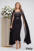 Rochie de ocazie spectaculoasa neagra lunga cu maneci diafane si aplicatii de perle si strasuri picture - 1