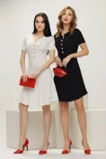 Rochie eleganta alba din tricot premium cu guler si nasturi cu perle si strasuri  picture - 1