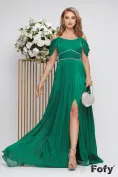 Rochie eleganta de ocazie de LUX verde din voal plisat cu corset buretat si stasuri picture - 1