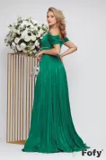 Rochie eleganta de ocazie de LUX verde din voal plisat cu corset buretat si stasuri picture - 3