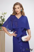 Rochie eleganta de ocazie midi de LUX din tripluvoal albastru aplicatii de cristale picture - 2