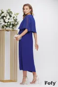 Rochie eleganta de ocazie midi de LUX din tripluvoal albastru aplicatii de cristale picture - 3