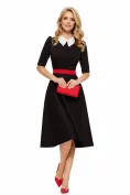 Rochie eleganta Fofy neagra cu guler alb  cu strassuri picture - 1