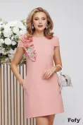 Rochie eleganta Fofy roz croi in A cu aplicatie de brderie cu cristale si margele picture - 1