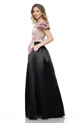Rochie Fofy elegantă lunga din tafta usor elastica cu decolteu si volane la umeri picture - 2