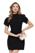 Rochie eleganta premium neagra mini  cu decupaj spectaculos la spate si funda in contrast picture - 1